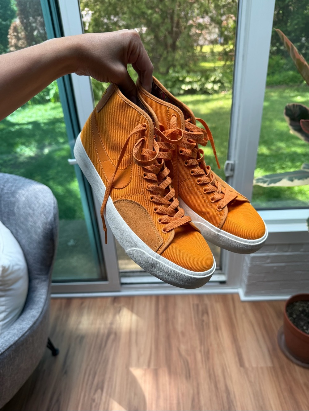 Orange High-Top Canvas Sneakers - Men's